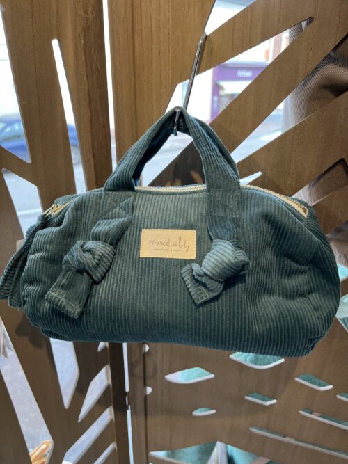 Trousse de toilette polochon en velours - couleur Thym
