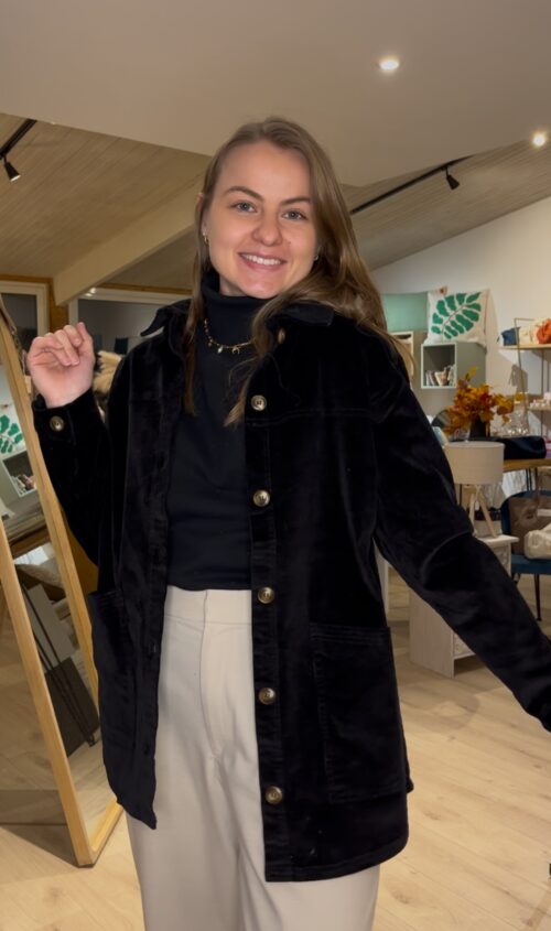 Veste velours longue noire