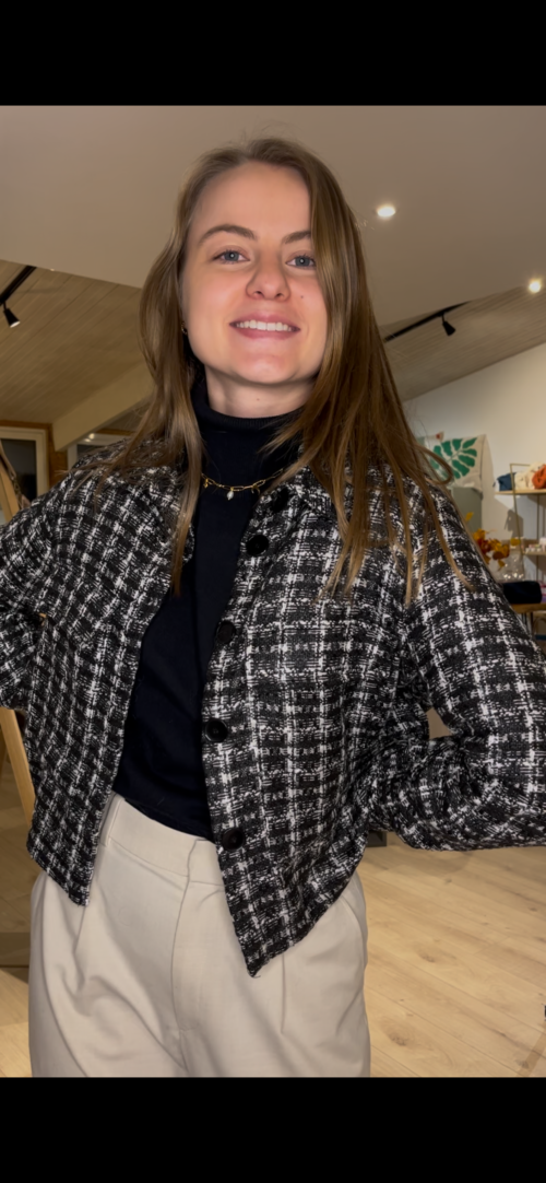 Veste en tweed noire et blanche – Image 2