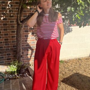 Pantalon à pinces fluide rouge – Taille S